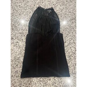 Bebe Black Halter Top with Sheer Ruffled Neckline